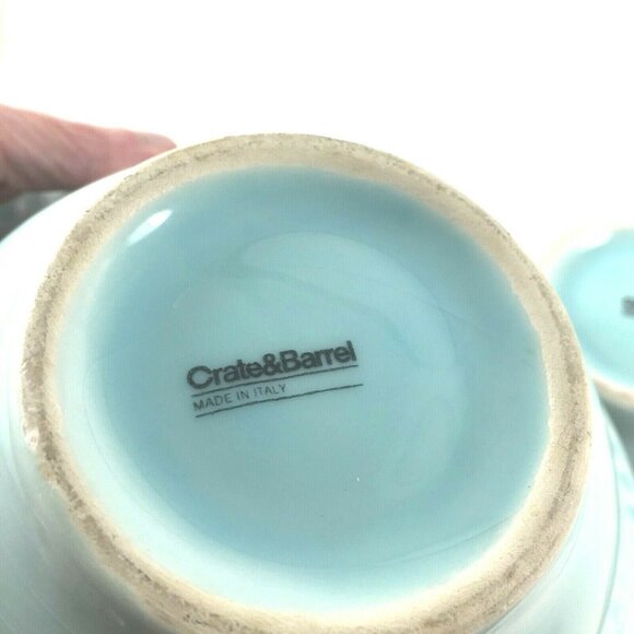 2 Mano Aqua Crate and Barrel Soup Salad Bowls Pie Crust Edge Made in Italy - Picture 7 of 9